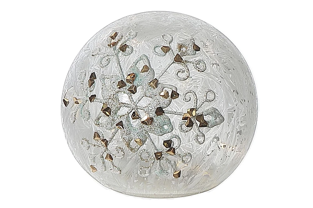 Orbe En Verre Flocon De Neige À Paillettes Givrées