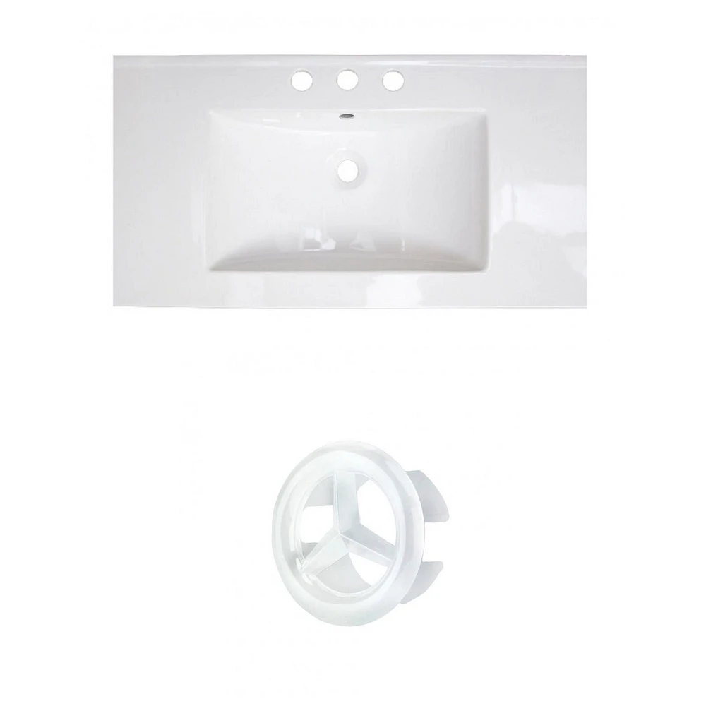 American Imaginations 20.5-in. W Semi-Recessed White Bathroom Vessel Sink For 1 Hole Center Drilling AI-20796