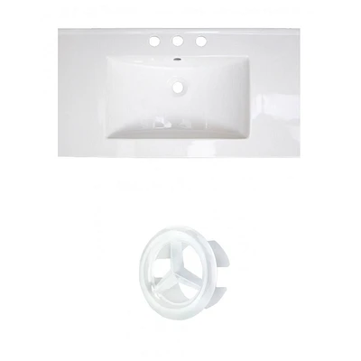 American Imaginations 20.5-in. W Semi-Recessed White Bathroom Vessel Sink For 1 Hole Center Drilling AI-20796