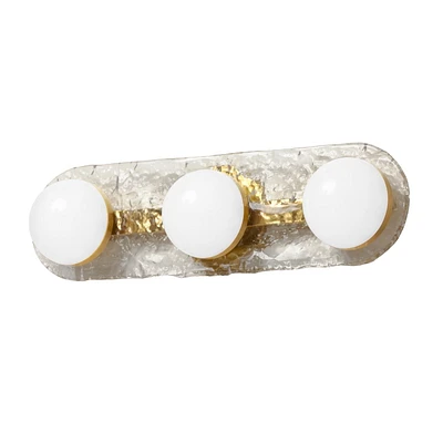 Vanité Velma, 3 lumières, laiton vieilli, verre transparent