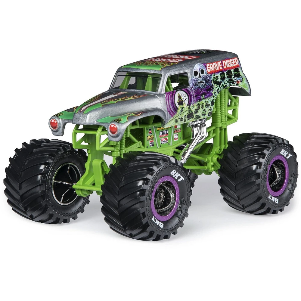 Monster Jam, Monster truck authentique Grave Digger en métal moulé à l'échelle 1:24