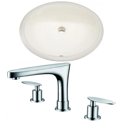 19.5-in. W CUPC Oval Bathroom Undermount Sink Set In Biscuit - Chrome Hardware AI-22943