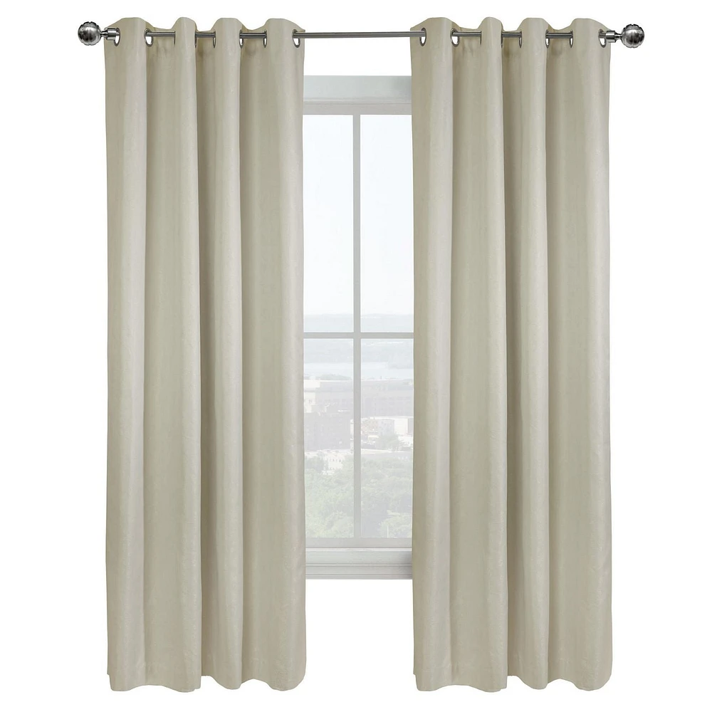Loft Living Varsha, panneau de rideau à oeillets texturé, 100% occultant 52" x 84", blanc cassé