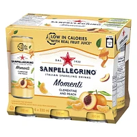 SAN PELLEGRINO MOMENTI Sparkling Water Clementine Peach – 6x330mL, 6 x 330ml Cans