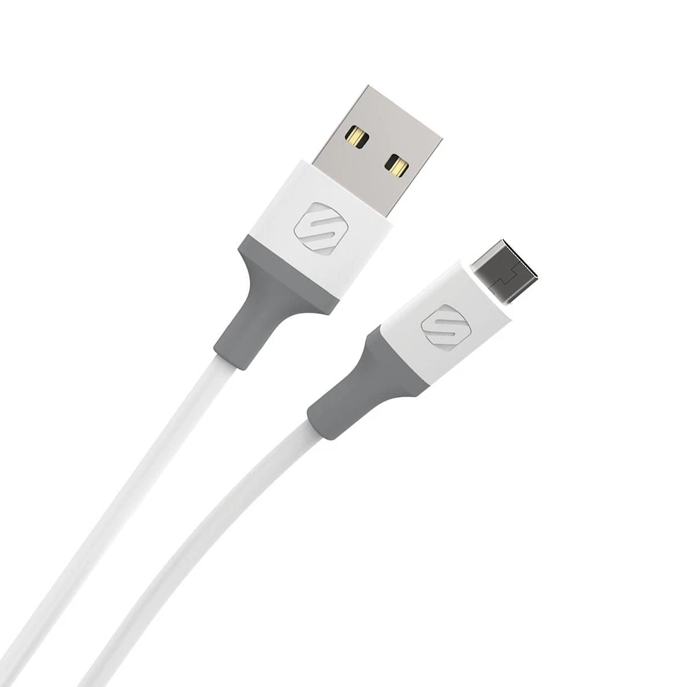 SCOSCHE MA10WG-SP Strikeline USB to micro-USB Charge & Sync Cable for ALL micro-USB devices 10-ft. in White/Gray, USB-A/Micro USB Chrg 10ft Cbl