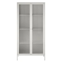 Systembuild Evolution Ashbury Heights Tall 2 Door Storage Cabinet-Fluted Glass Metal Locker, Black