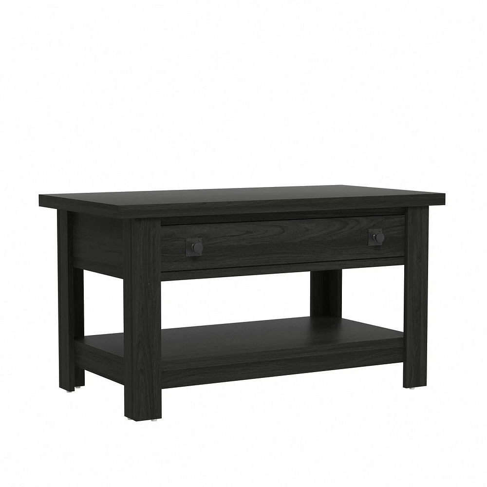 Table basse Hillsdale Coover en bois avec plateau relevable et 1 faux tiroir