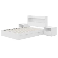 Nexera Hunter Platform Bed With Headboard And 2 Nightstands