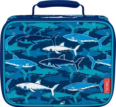 Sac à Lunch Isotherme à Compartiment Unique Thermos Pour Enfants Avec Doublure, Requins Bleu, avec doublure