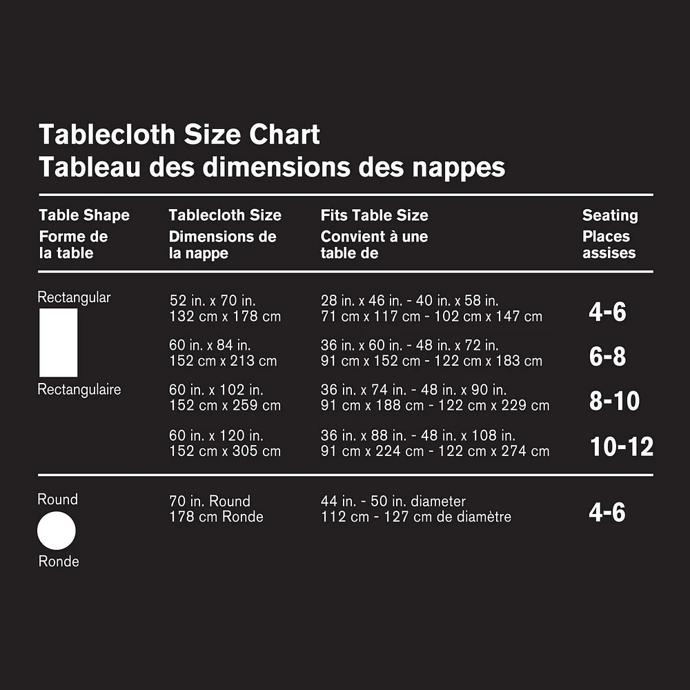 Nappe de table rayée hometrends en microfibre rond de 177,8 cm, blanc