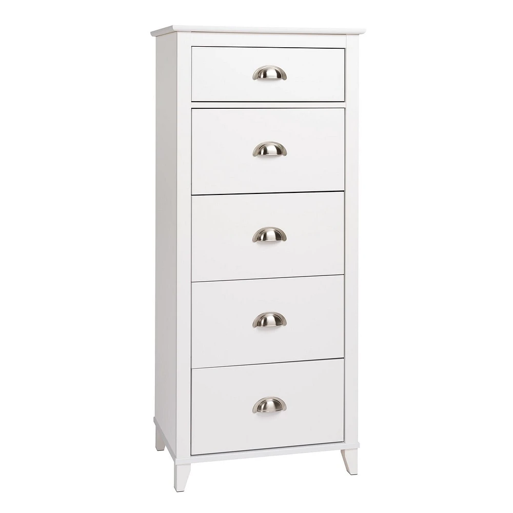 Commode haute Yaletown de Prepac à 5 tiroirs en fini blanc