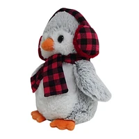 PINGOUIN EN PELUCHE AVEC ÉCHARPE À CARREAUX