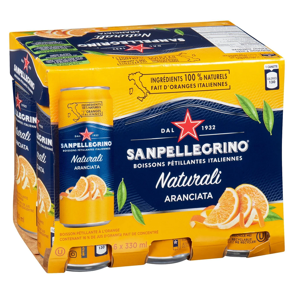 San Pellegrino Naturali Aranciata Sparkling Orange Beverage 6 x 330mL, 6 x 330mL