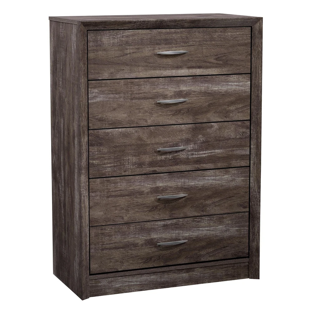 CorLiving Newport Commode haute moderne à 5 tiroirs pour chambre à coucher – Grande commode haute – Meuble de chambre et commode parfaits pour le rangement des vêtements