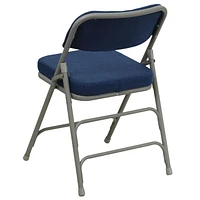 2 pièces Chaise pliante de la série HERCULES à triple entretoise et double charnière en métal et tissu marine