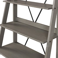 Bibliothèque à échelle en bois massif de 172,72 cm (68 po) - Gris