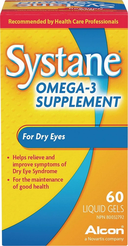 SYSTANE® Omega-3 Supplement, Ocular Vitamin For Dry Eyes, 60 Liquid Gels