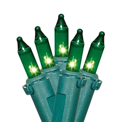 Mini guirlandes de Noël lumineuses dotées de 100 ampoules à incandescence de 19,2 pieds, vertes, avec fil vert Holiday Time