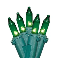 Mini guirlandes de Noël lumineuses dotées de 100 ampoules à incandescence de 19,2 pieds, vertes, avec fil vert Holiday Time