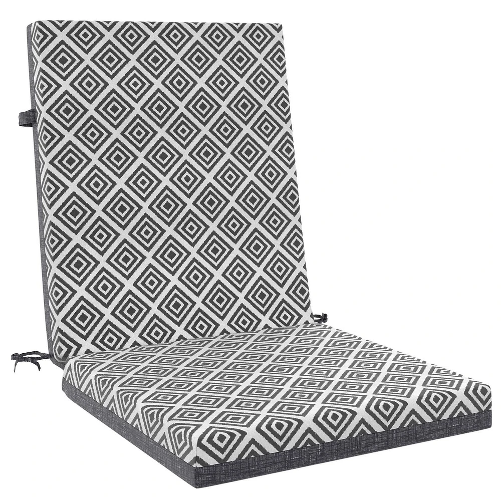 Coussin de siège pour patio à dossier haut Géo noir Mainstays 111,8 cm x 48,3 cm x 6,4 cm Réversible