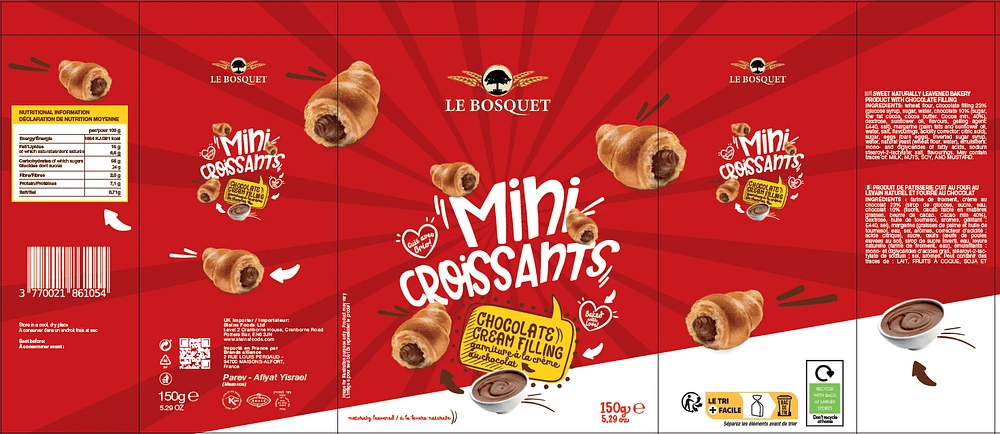 Le Bosquet mini croissants au chocolat 150g