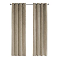 Monarch Specialties Curtain Panel, 2pcs Set, 54"w X 84"l, Room Darkening, Grommet, Living Room, Bedroom, Kitchen, Velvet, Polyester, Beige, Contemporary, Modern