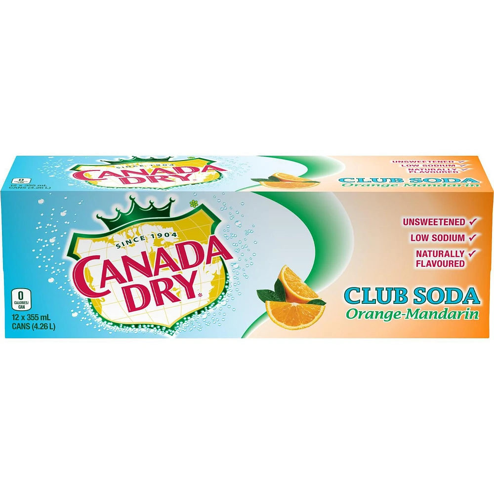 Canada Dry® Club Soda Orange-Mandarin 355 mL Cans, 12 Pack