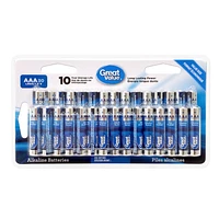 Great Value AAA LRO3/1.5 V Alkaline Batteries, Value Size 30-Pack, 10 year storage life, Long lasting power guarantee