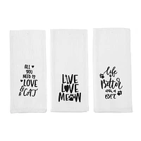 IH Casa Decor Broidered White Waffle Kitchen Towel Amants Asstd - Ensemble De 6
