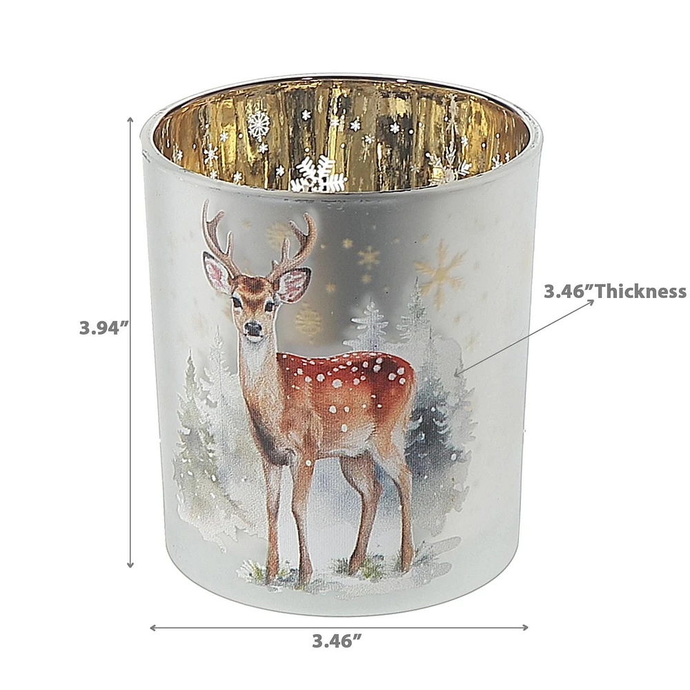 Bougeoir En Verre Cerf Large - Lot De 2