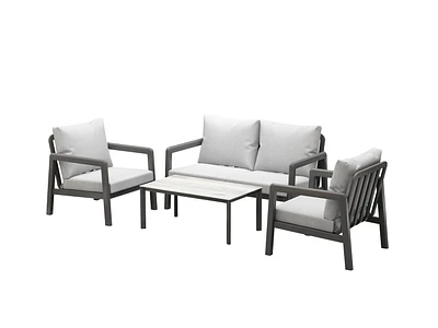 Ensemble Sectionnel de Patio en Aluminium Boston, Gris