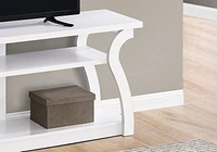 Monarch Specialties Tv Stand, 60 Inch, Console, Media Entertainment Center, Storage Shelves, Living Room, Bedroom, Laminate, White, Contemporary, Modern