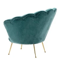 Chaise longue Plata Import en velours vert avec pieds dorés