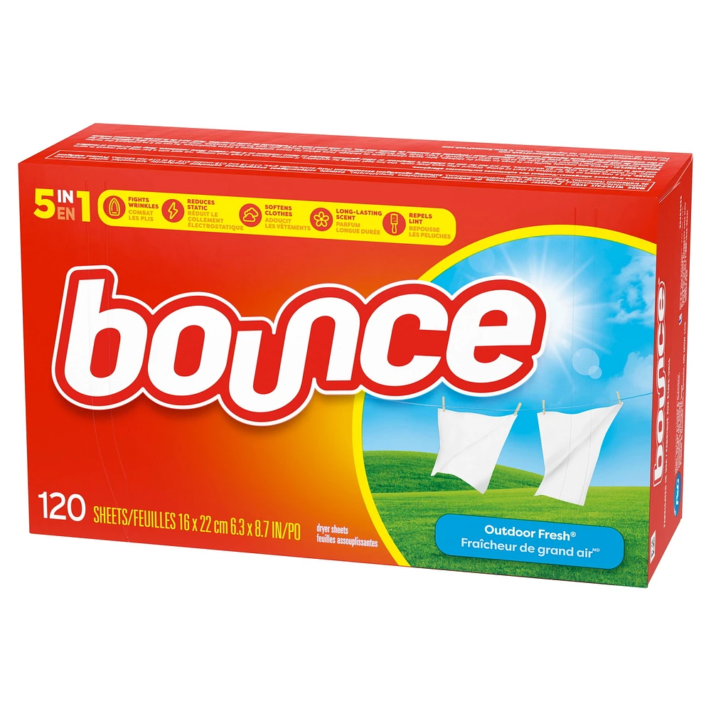 Bounce Fabric Softener Sheets, Outdoor Fresh Scent, 120 Sheets