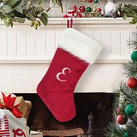 Holiday Time 19 inches Velvet Monogram Stocking with letter "E", Red/White