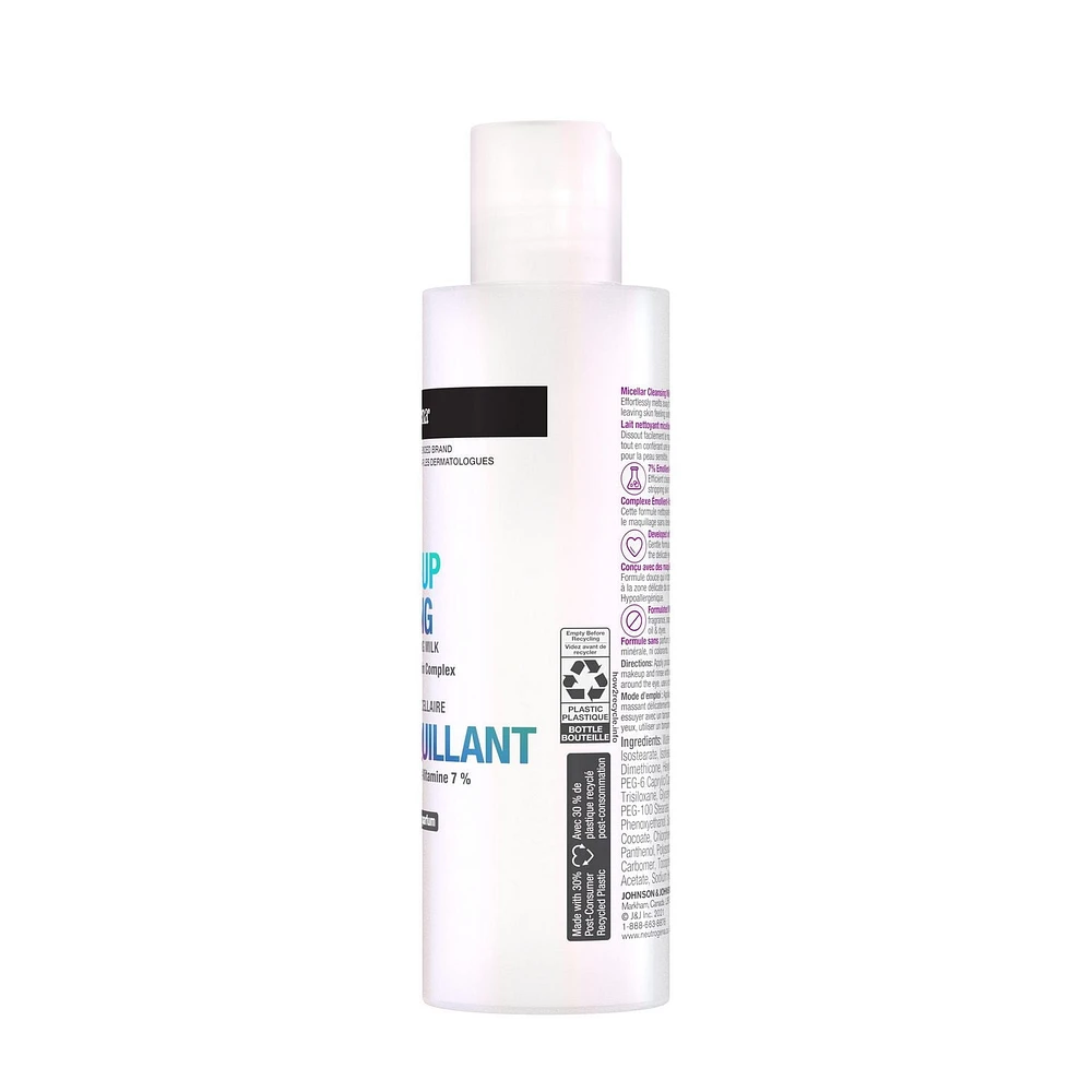 Neutrogena Make-up Melting Micellar Cleansing Milk - Makeup Remover - Vitamins & Emollients - Sensitive Skin – Fragrance Free, 198 mL