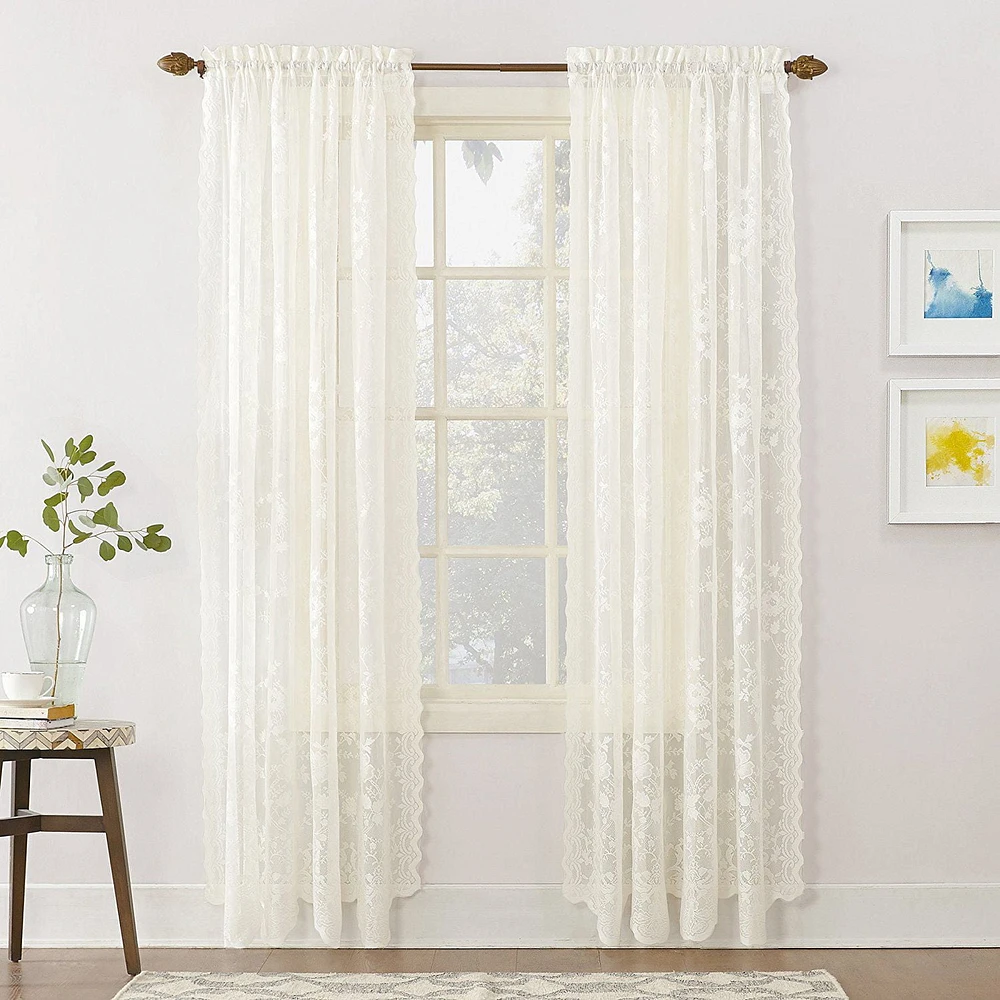 918 Floral Lace Rod Pocket Panel