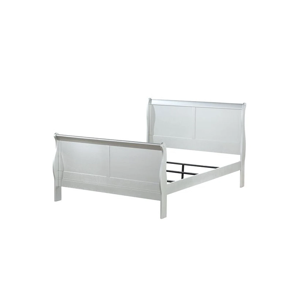 ACME Louis Philippe III Eastern King Bed (FB 34"H) in Platinum
