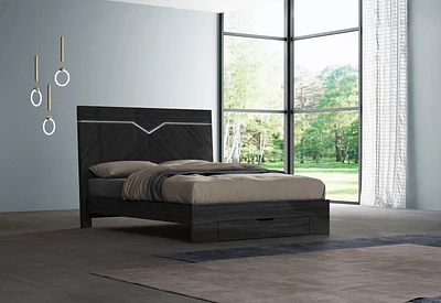 Tête de lit Queen Size K-Living Stark avec finition grise Angley et lumières LED Accent