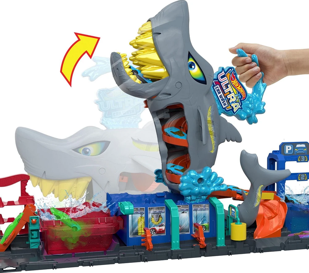 Hot Wheels City-Station de Lavage Requin-Coffret voiture Color Reveal
