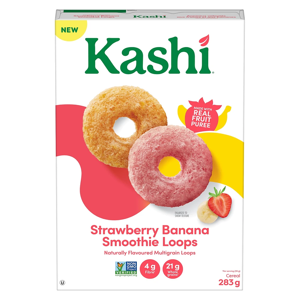 Céréales Kashi® Anneaux veloutés aux fraises et aux bananes 283g Céréales Kashi® Anneaux veloutés aux fraises et aux bananes, 283g