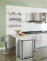 Poubelle en acier inoxydable de grande capacité de 50 L avec seau intérieur amovible The Step N' Sort