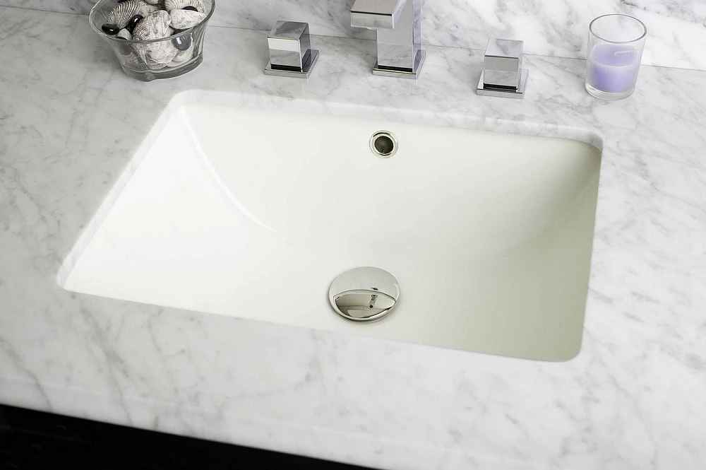 18.25-in. W CUPC Rectangle Bathroom Undermount Sink Set In Biscuit - Black Hardware AI-20470