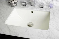 18.25-in. W CUPC Rectangle Bathroom Undermount Sink Set In Biscuit - Black Hardware AI-20470
