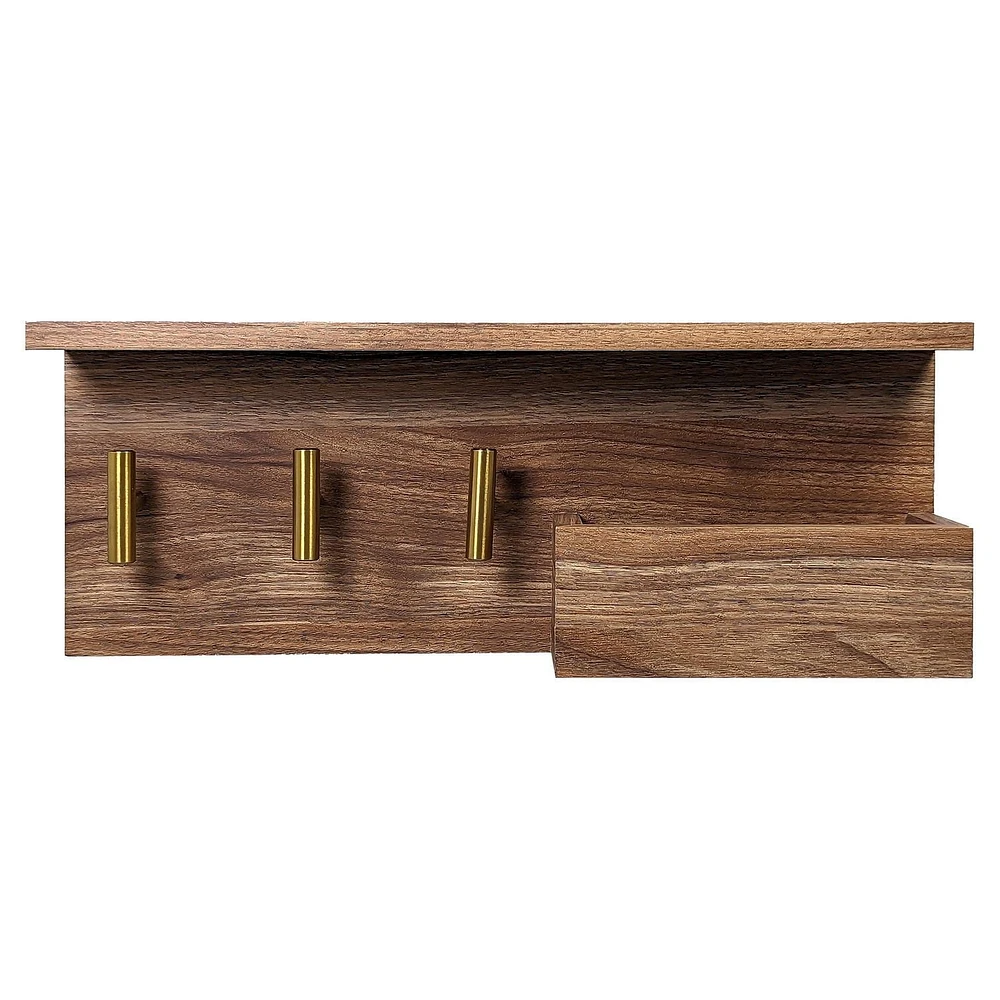 Hometrends 16" Walnut Shelf Wall Organizer