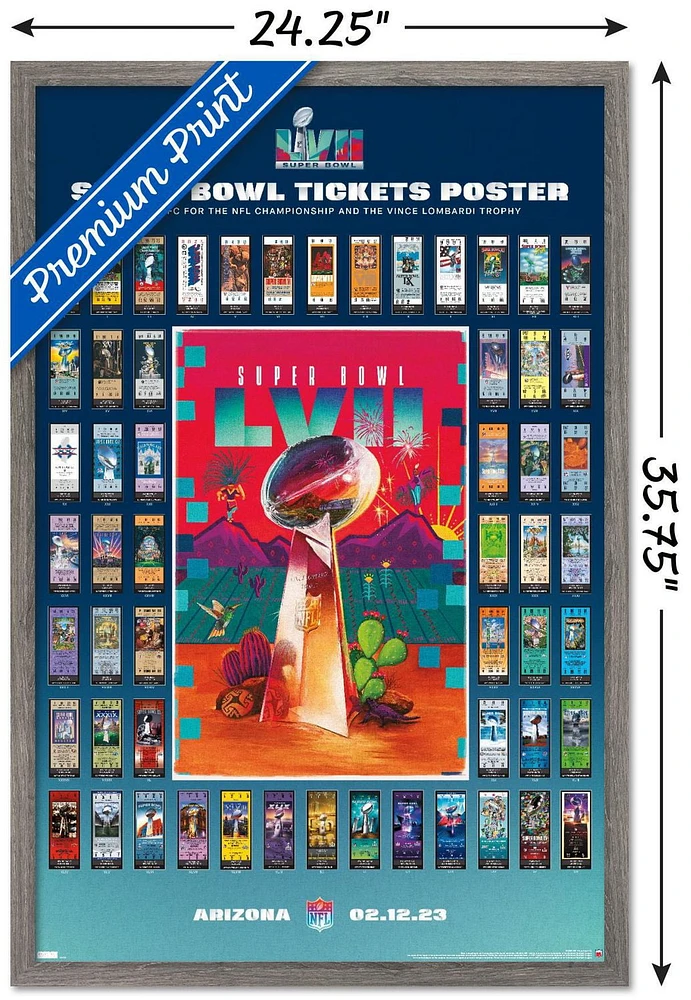 NFL League - Super Bowl LVII Ticket Collage Wall Poster, 22.375" x 34"