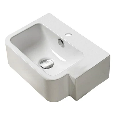 American Imaginations 17,5 po. W Navire blanc au-dessus du comptoir pour perçage à gauche 1 trou AI-29425