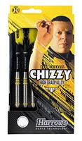 Harrows Chizzy Dave Chisnall High-Grade Alloy Darts -  Includes Three Steel-Tip “Tungsten-Look” Brass Darts, Three Supergrip Shafts & Three Prime Flights - 21 Grams