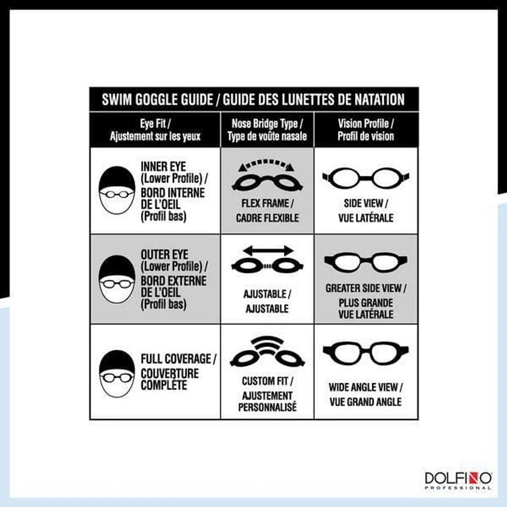 Lunettes de natation Helios Dolfino Pro pour adulte, paquet de 2 Lot de 2 lunettes de natation