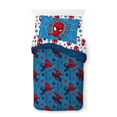 Marvel Spider-Man Ensemble de Literie 4 Pièces pour Lit 1 Place + En Prime un Sac Pour Lit 1 Place